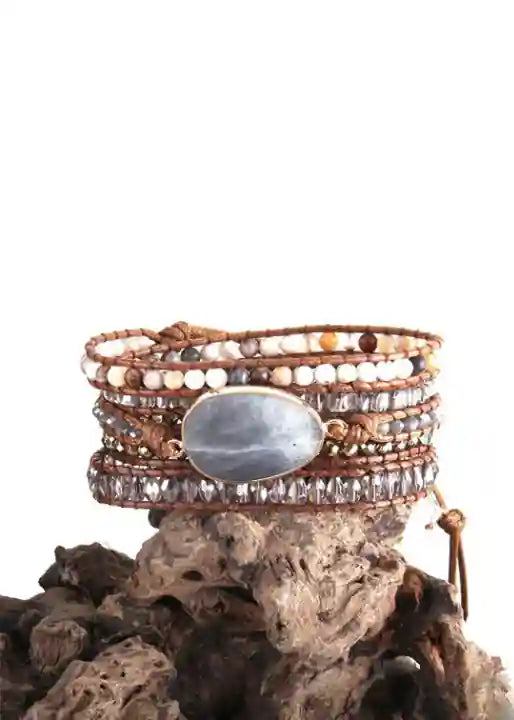 Beaded Leather Wrap Bracelet