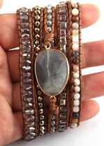 Beaded Leather Wrap Bracelet