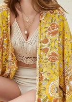 Beautiful Boho kimono Yellow Floral