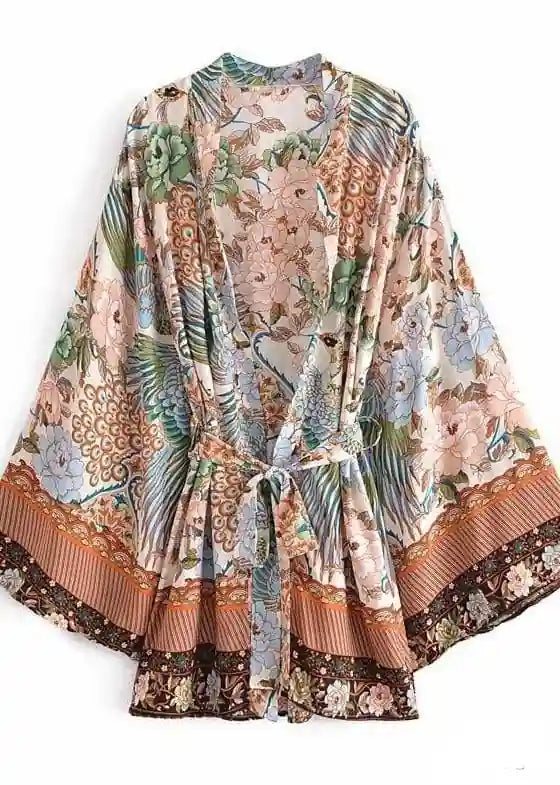 Beautiful Floral Boho Belted Kimono