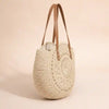 Beige Boho Straw Tote Bag