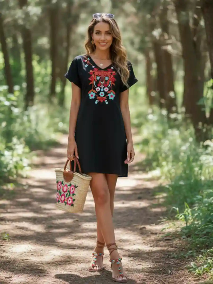 Black Bohemian Chic Mini Dress