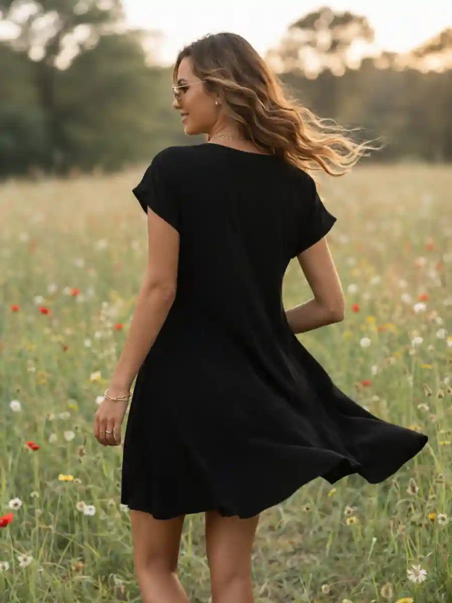 Black Bohemian Chic Mini Dress