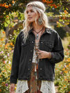 Black Boho Denim Jacket