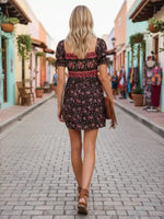 Black Boho Flower Dress