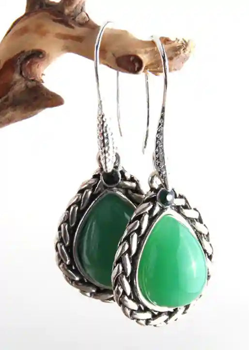 Black Silver Boho Dangle Earrings