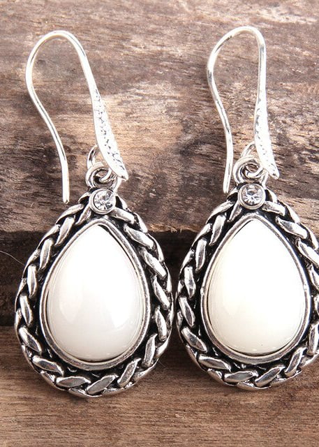 Black Silver Boho Dangle Earrings