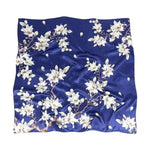 Blue Boho Chic Scarf with White Floral print