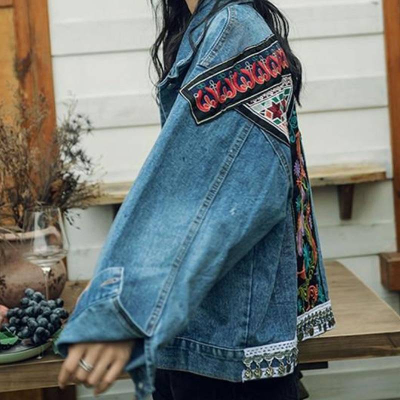 【BOHEMIAN SEOUL】BOHEMSEO CREASED DIAGONAL ZIP JACKET Boho Denim Jacket | Jean Jacket – Boho Beach Hut