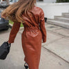 Boho Leather Coat With Belt