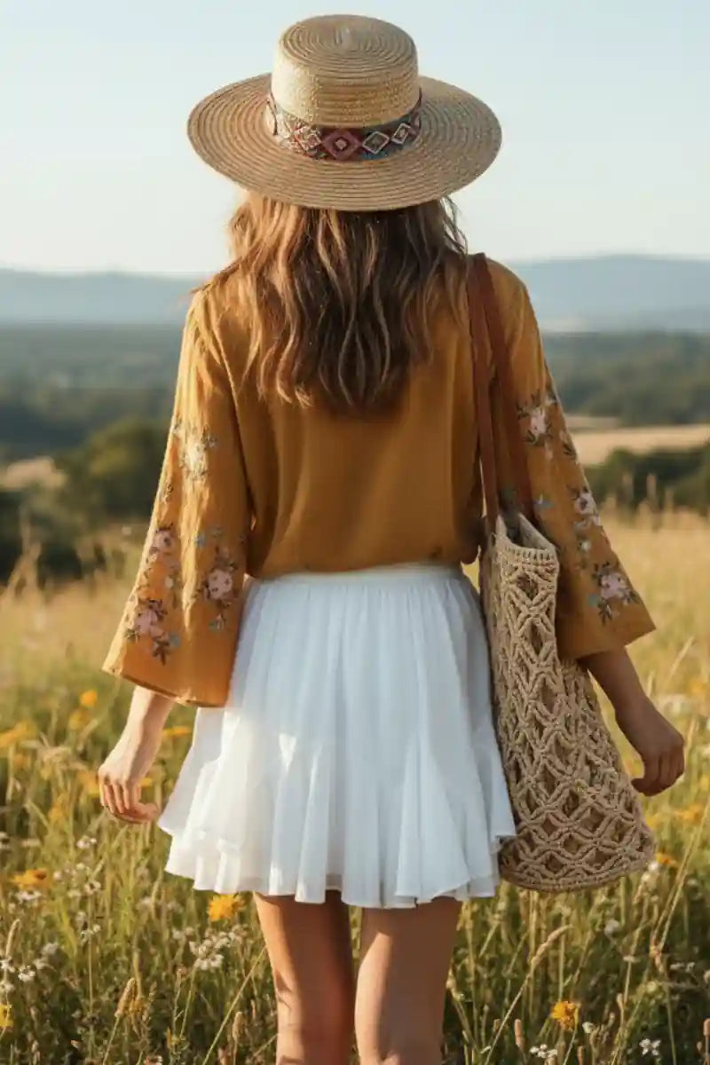 Bohemian Flared Mini Skirt