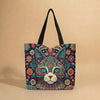 Bohemian Floral Cat Canvas Tote Bag
