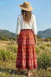 Bohemian Floral Print Maxi Skirt