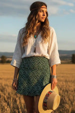 Bohemian High Waisted Floral Mini Skirt