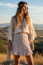 Bohemian High Waisted Floral Mini Skirt
