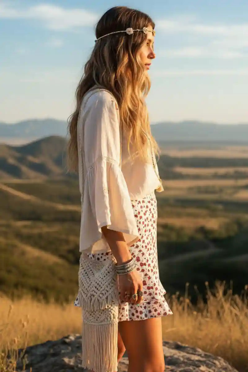 Bohemian High Waisted Floral Mini Skirt