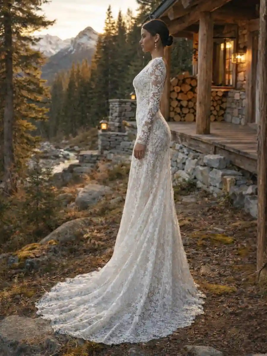 Bohemian Lace Mermaid Wedding Dress