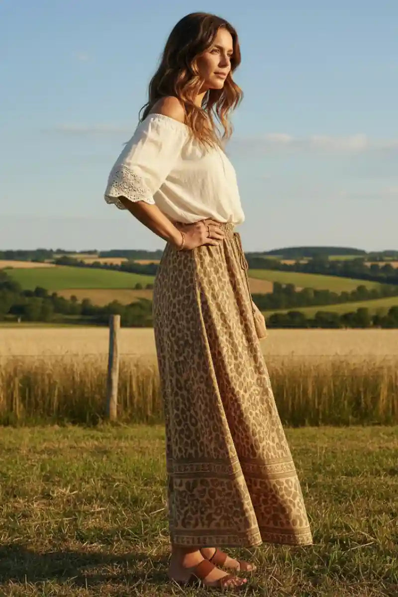 Bohemian Leopard Print Skirt