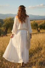 Bohemian Long Skirt in White