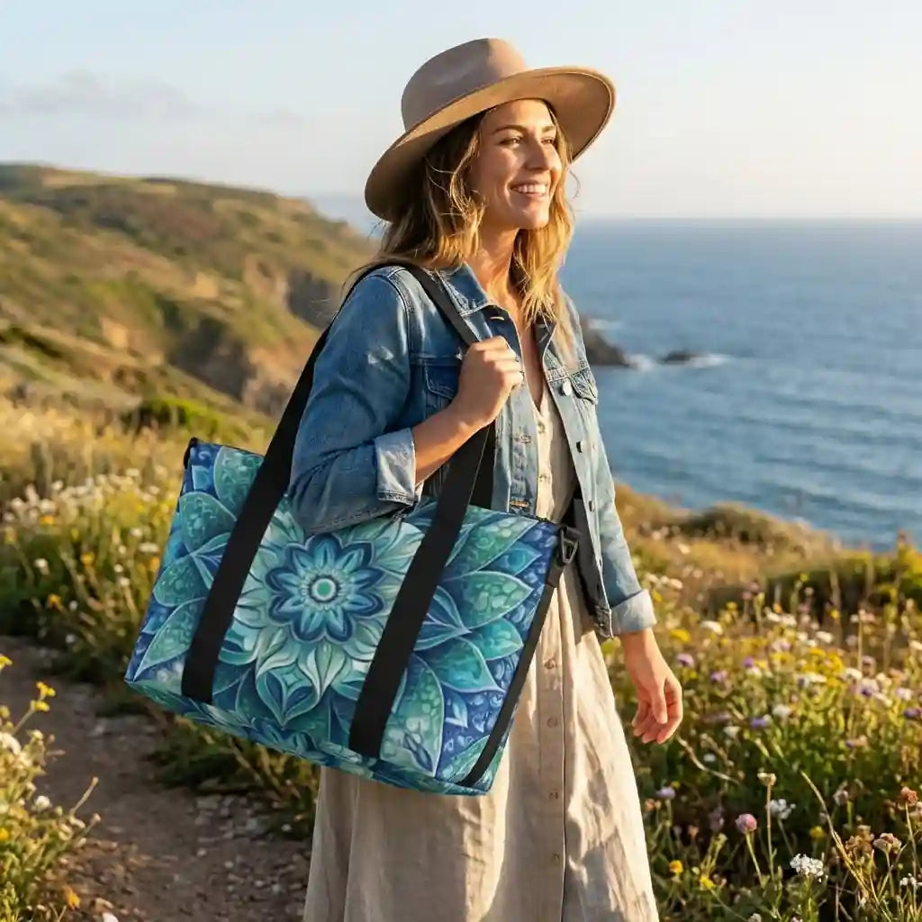 Bohemian Mandala Print Tote Bag