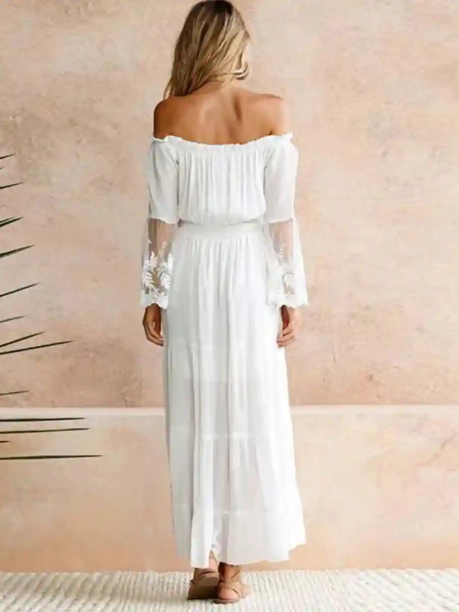 Bohemian Maxi Dress in White