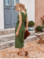 Bohemian Mid-Length Jumpsuit in Army Green