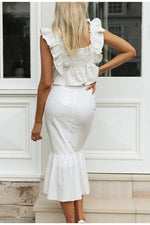 Bohemian Midi Mermaid Skirt in White