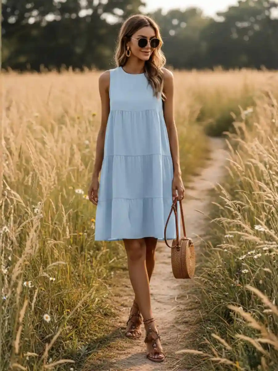Bohemian Mini Dress in Blue
