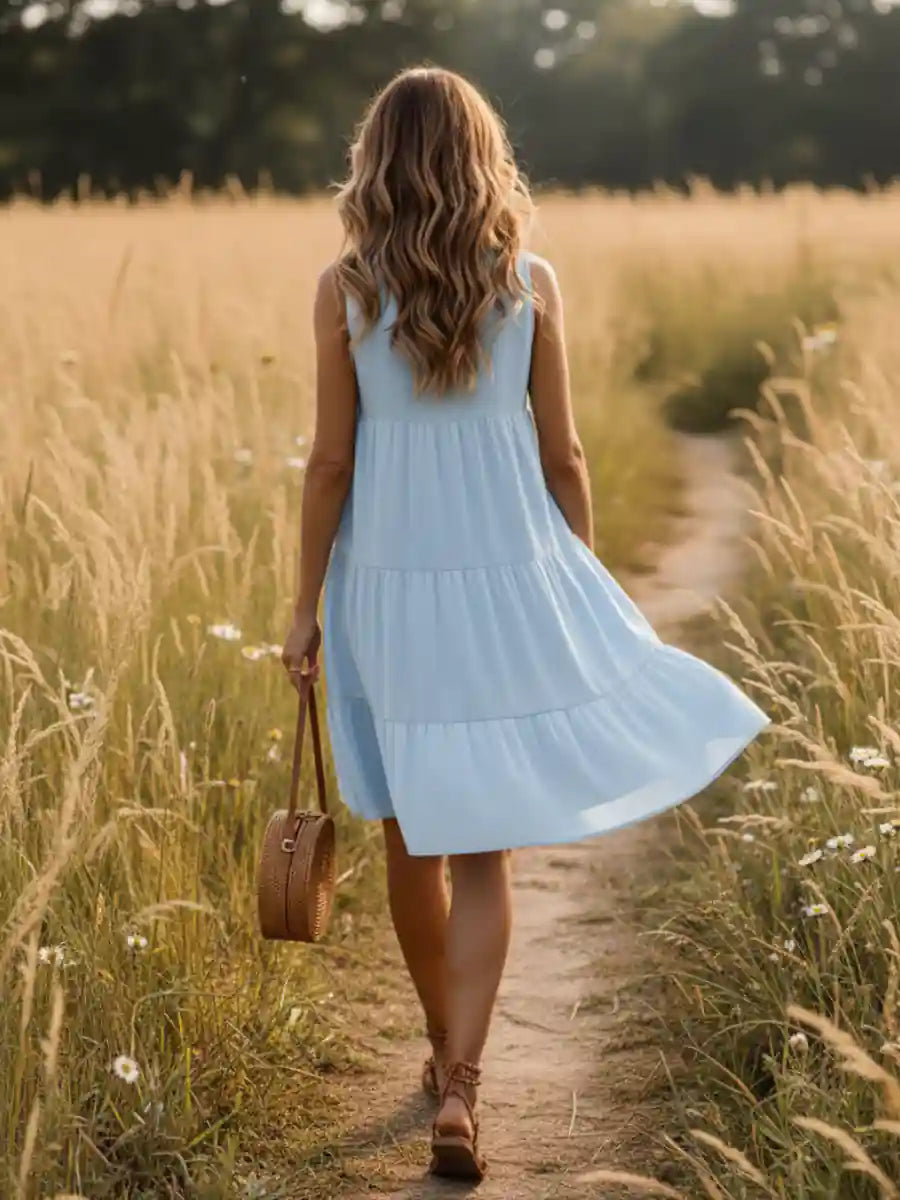 Bohemian Mini Dress in Blue