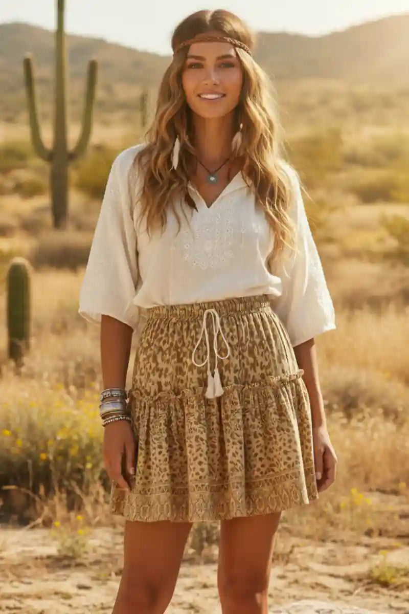 Bohemian Mini Skirt with Tassel