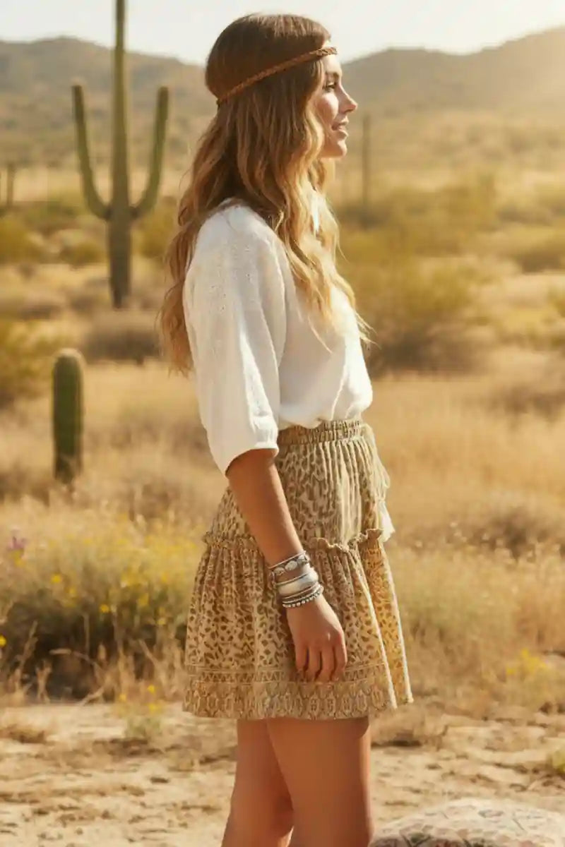 Bohemian Mini Skirt with Tassel