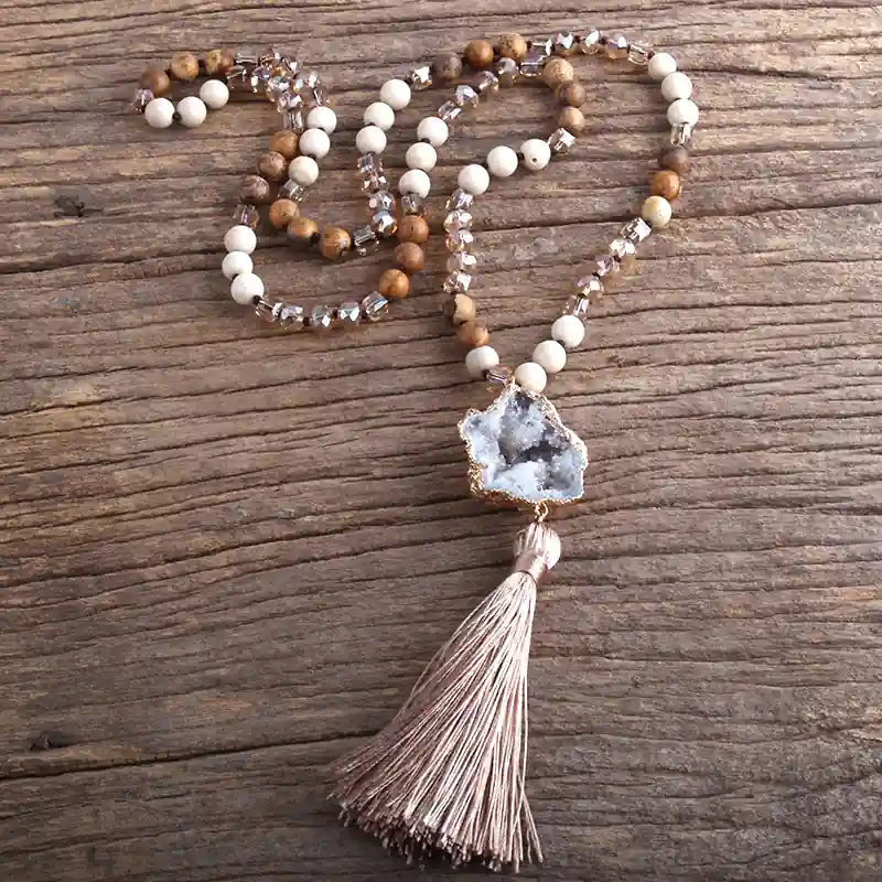 Bohemian Tiger Eye Tassel Necklace