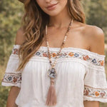 Bohemian Tiger Eye Tassel Necklace