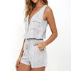 Boho Romper Casual V-neck stripe pattern