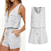 Boho Romper Casual V-neck stripe pattern