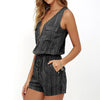 Boho Romper Casual V-neck stripe pattern