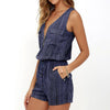 Boho Romper Casual V-neck stripe pattern