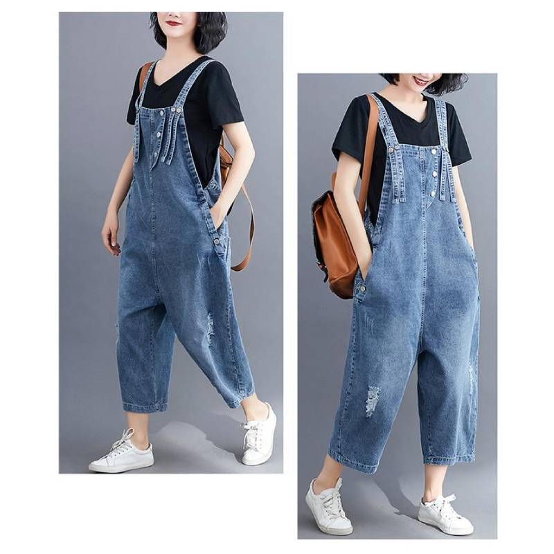 Boho Romper Denim Overalls Oversize