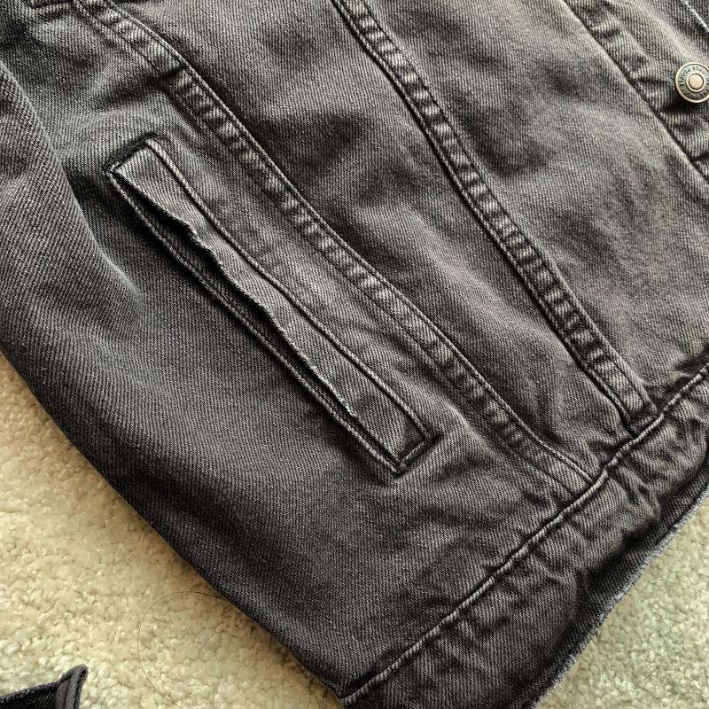 Oversized Boho denim jacket with colorful embroidery on the back