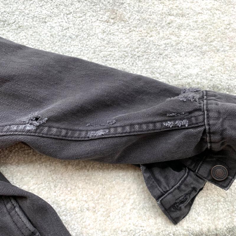 Oversized Boho denim jacket with colorful embroidery on the back