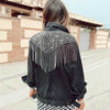 Oversized Denim Boho Fringe Jacket