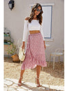 Boho Asymmetrical Midi Skirt with Floral Print