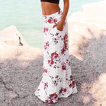 Boho Beach Skirt with Printed Roses