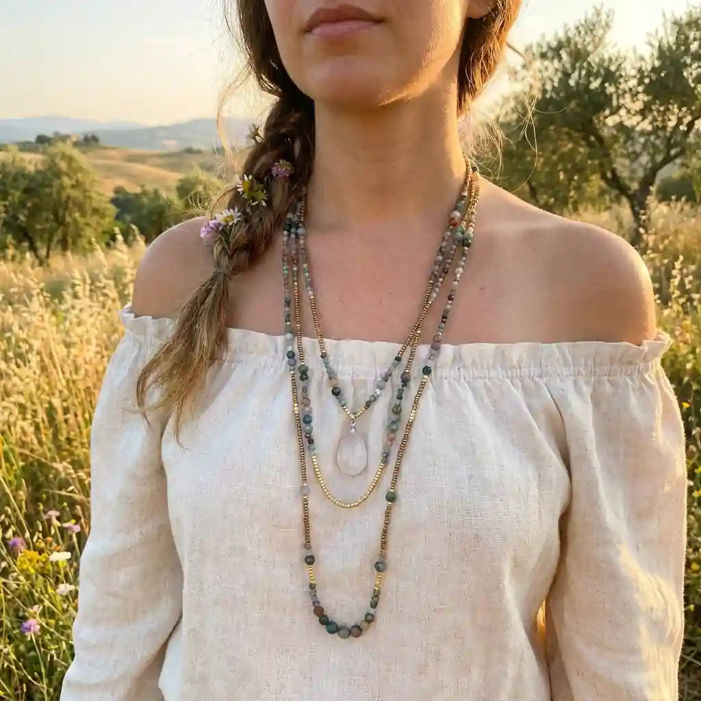 Boho Beaded Necklace 3 Layers