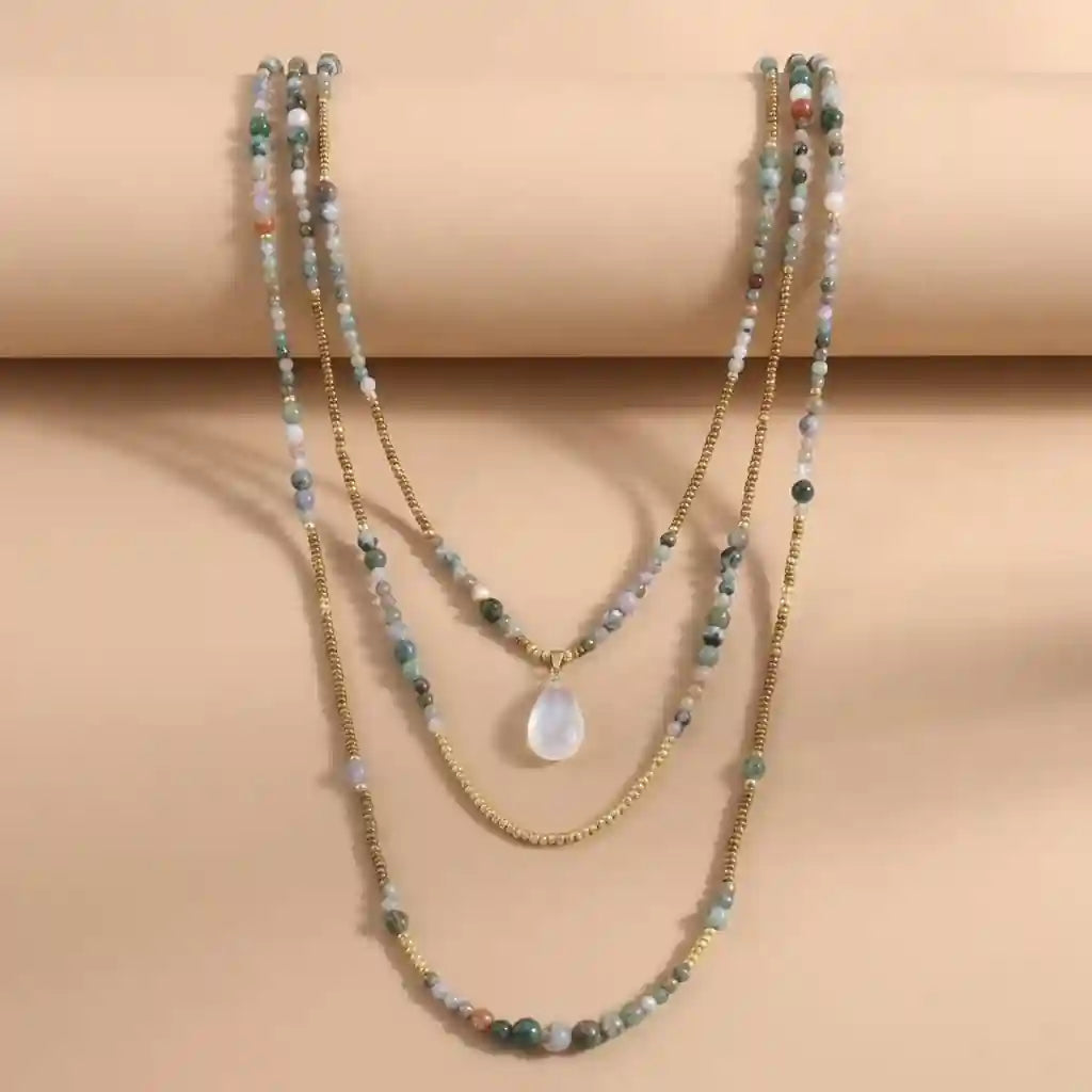 Boho Beaded Necklace 3 Layers