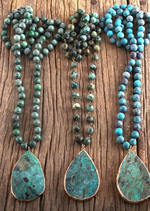 Boho Beaded Necklace Natural Stone