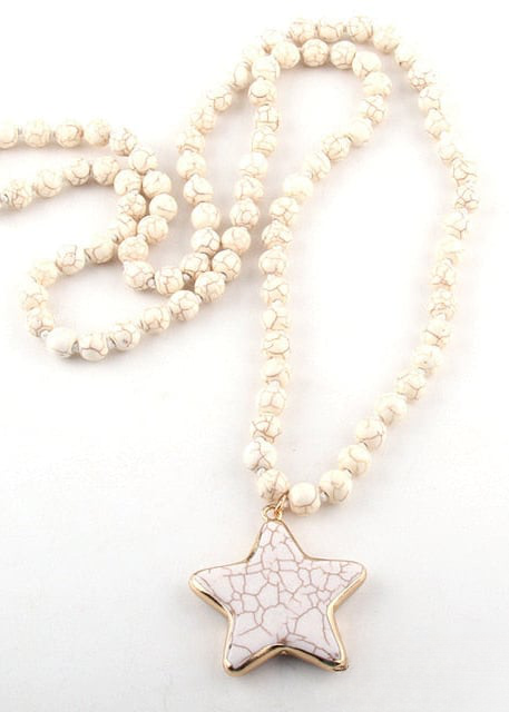 Boho Beaded Necklace Start Pendant