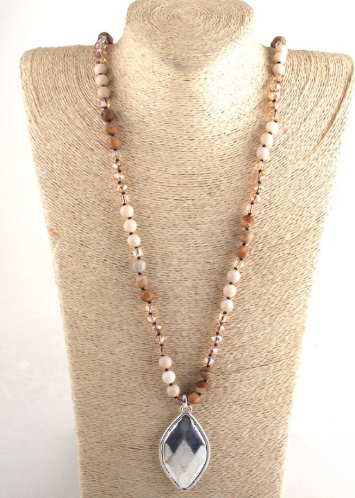 Boho Beads Necklace Crystal Pendant