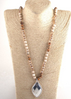 Boho Beads Necklace Crystal Pendant