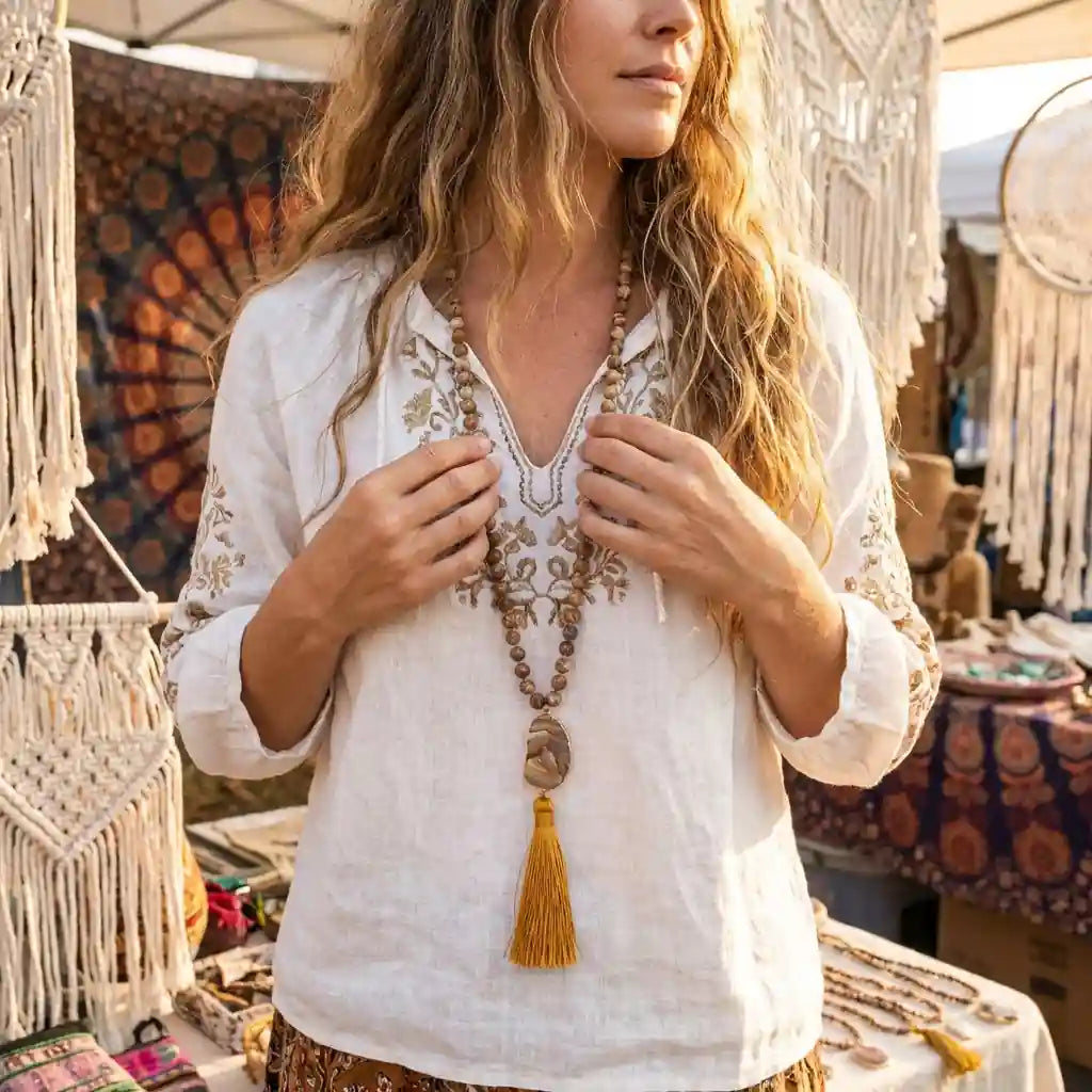 Boho Beads Necklaces Natural Stone